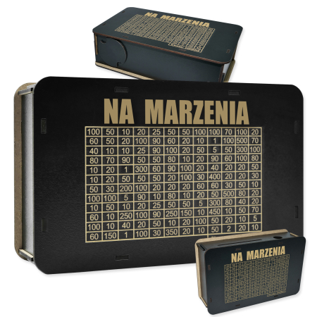 Czarna Skarbonka wykreślanka na marzenia różne sumy do wyboru